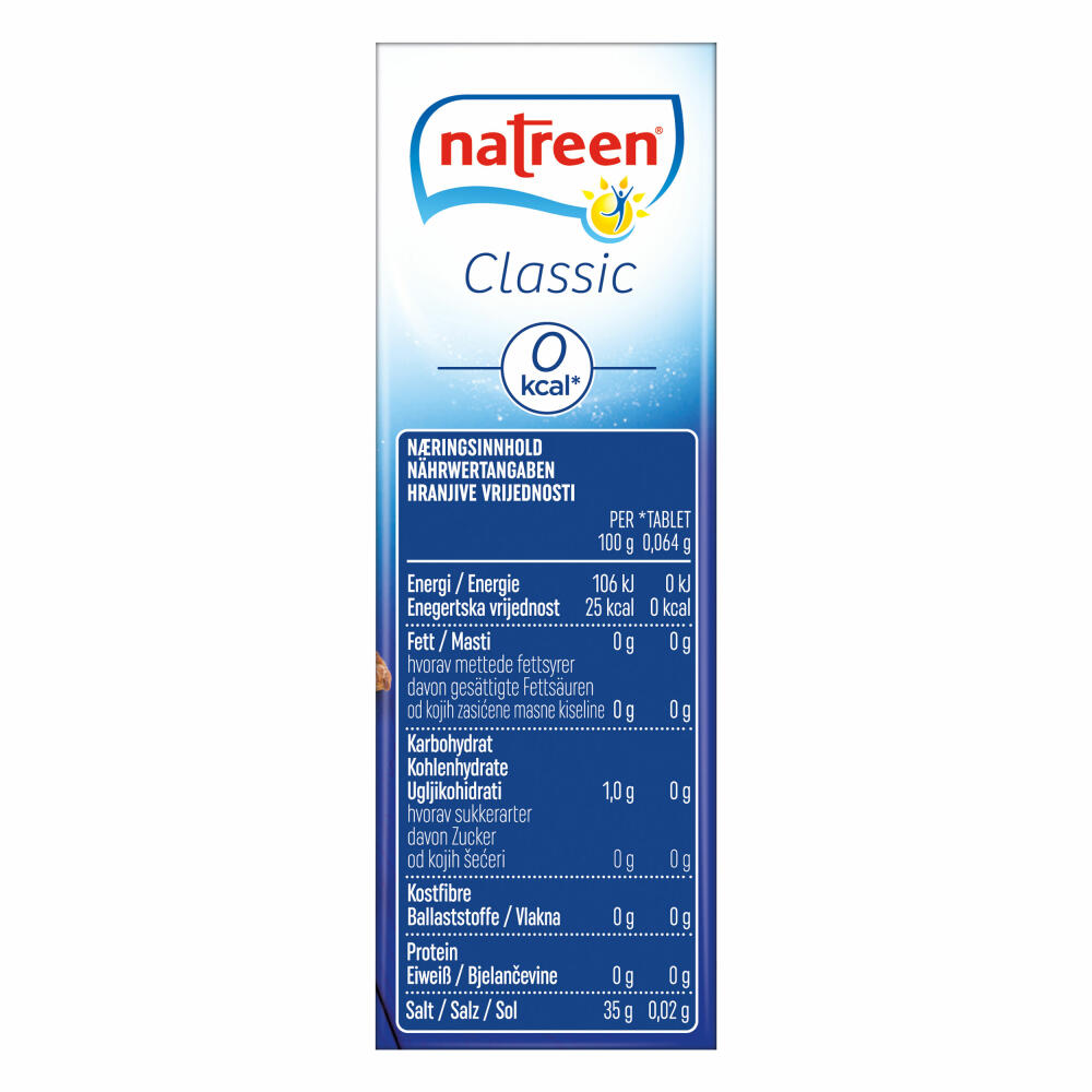 Natreen Classic Tischspender, Süßstoff, Zuckerersatz, kalorienfreies Süßungsmittel, zuckerfrei Alternative, 500 Stück, 4060492