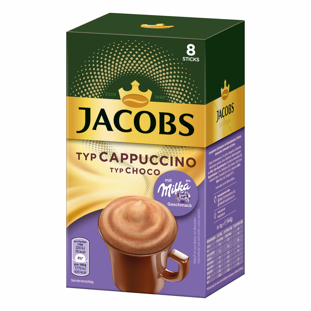 Jacobs Instant Cappuccino Milka, Löslicher Kaffee, Instantkaffee, Löskaffee, 24 Portionen à 18 g