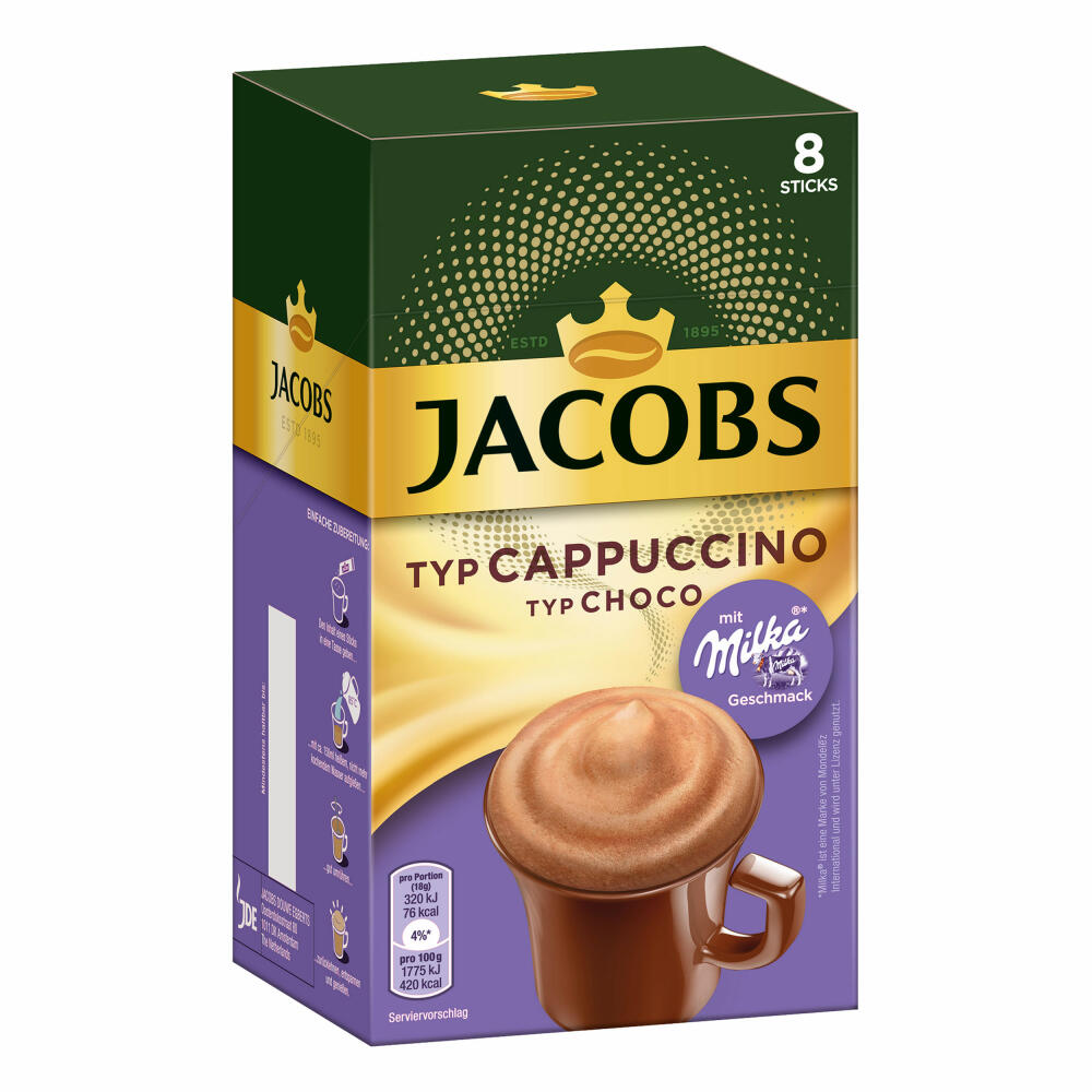 Jacobs Instant Cappuccino Milka, Löslicher Kaffee, Instantkaffee, Löskaffee, 24 Portionen à 18 g