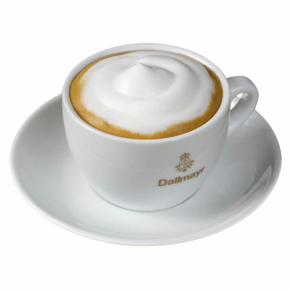 Dallmayr cappuccino cup + saucer with gold print, cappuccino cup, coffee cup, white, 160 ml