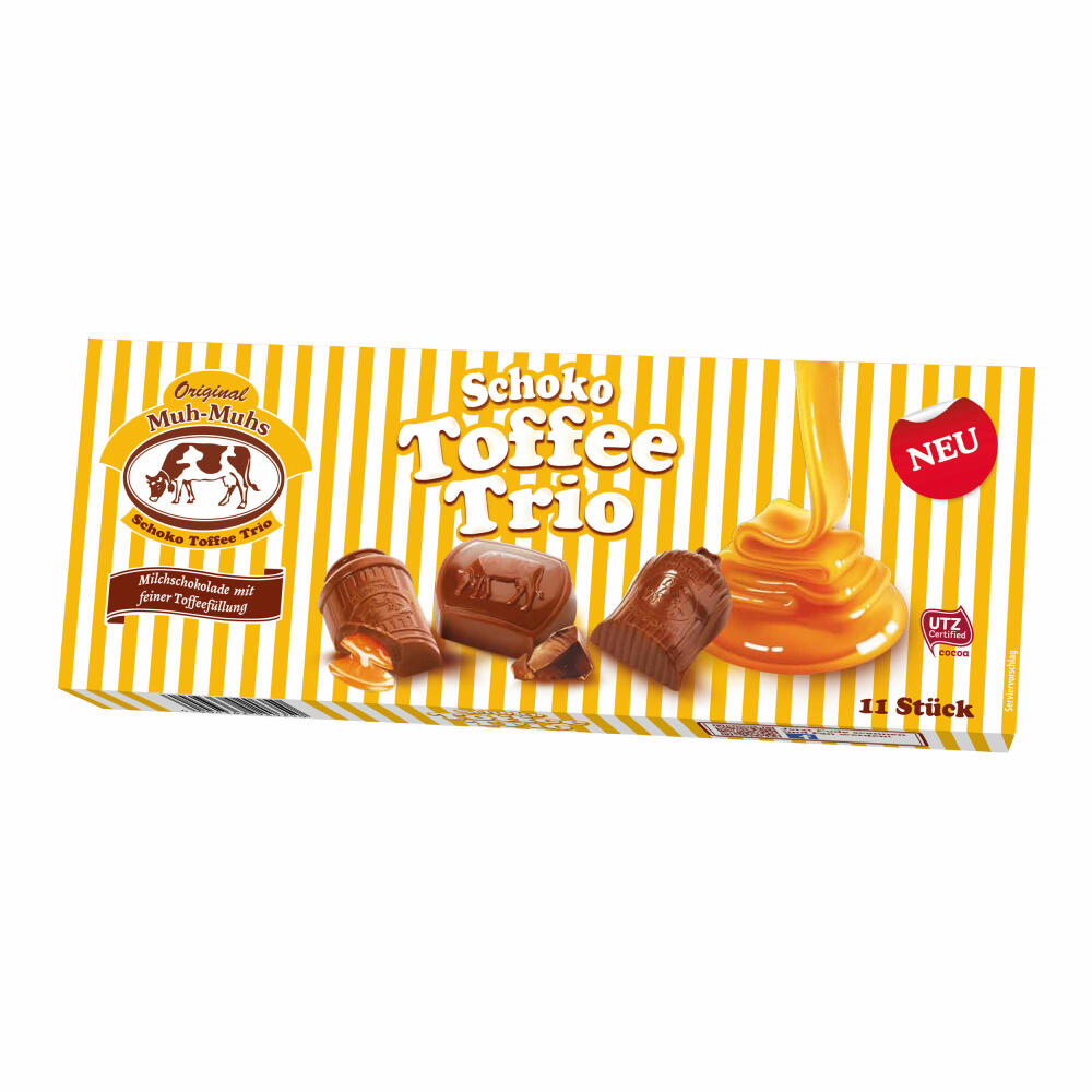Original Muh-Muhs Schoko Toffee Trio 6er Set, Milchschokolade mit Toffeefüllung 6 x 11 Stück/132g