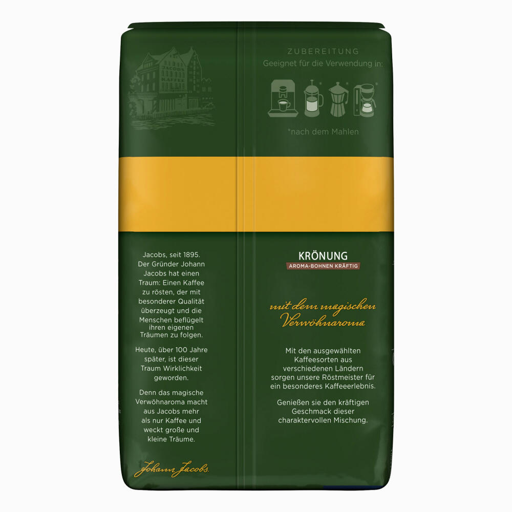 Jacobs Krönung Aroma Bohnen Kräftig, 12er Pack, ganze Bohnen, Kaffeebohnen, Kaffee, 12 x 500g