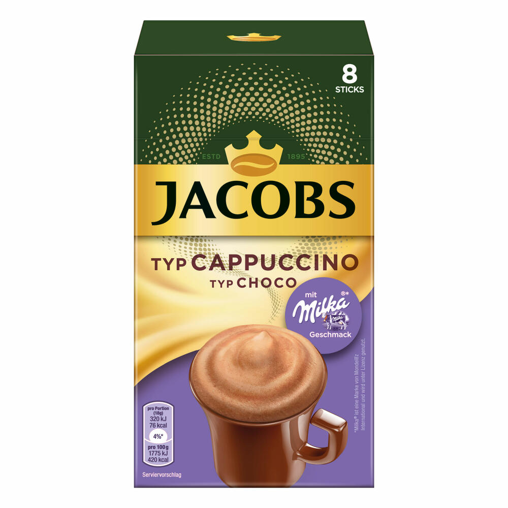 Jacobs Instant Cappuccino Milka, Löslicher Kaffee, Instantkaffee, Löskaffee, 24 Portionen à 18 g