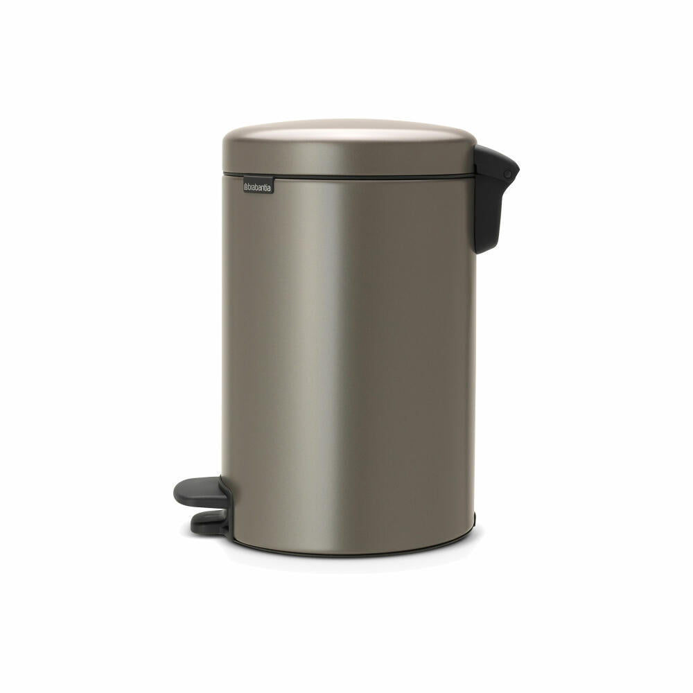 Brabantia Newicon Pedal Bin, Trash can, Waste bin, Platinum, 12 L, 113628