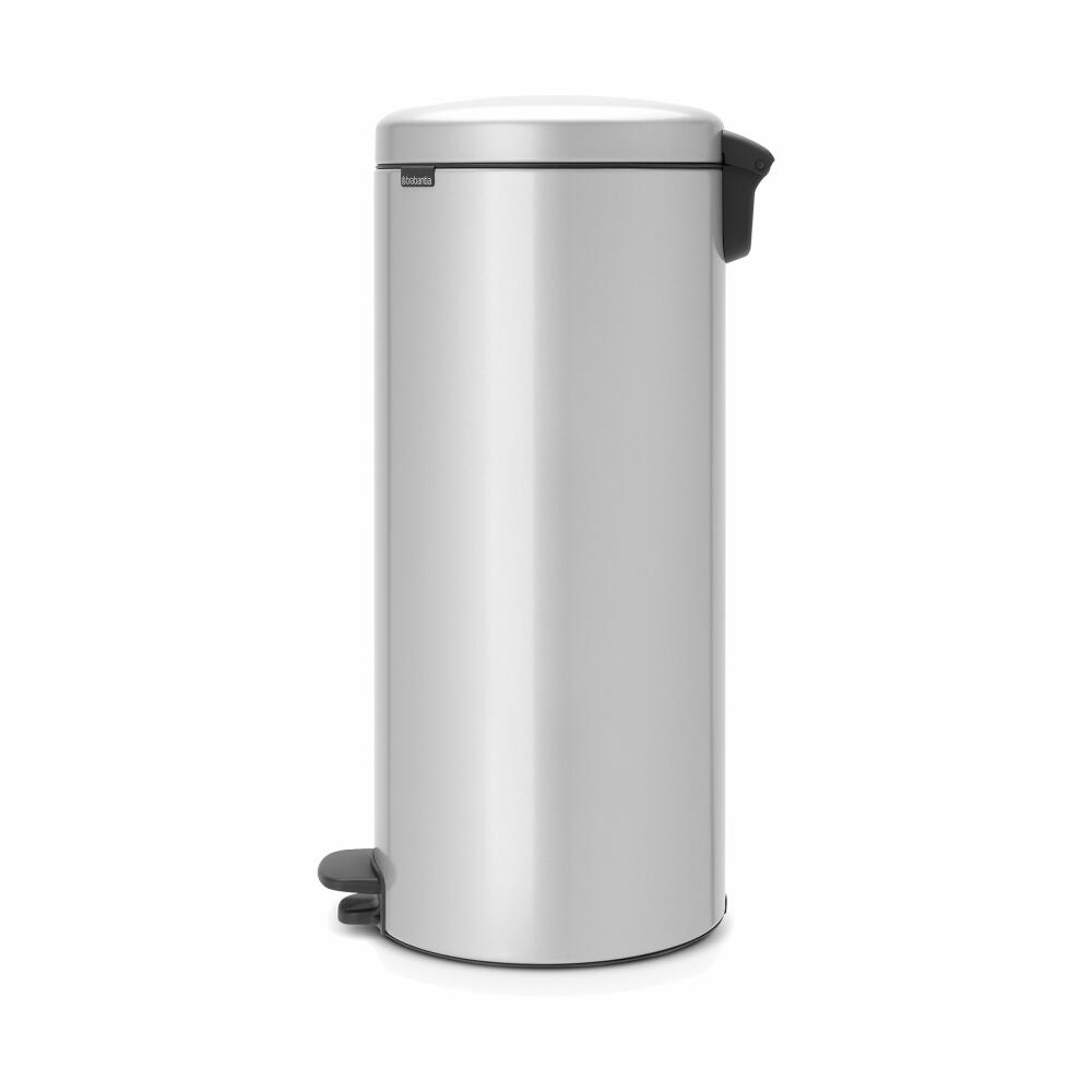 Brabantia Newicon Pedal Bin, Trash can, Waste bin, Metallic Grey, Grey, 30 L, 114465