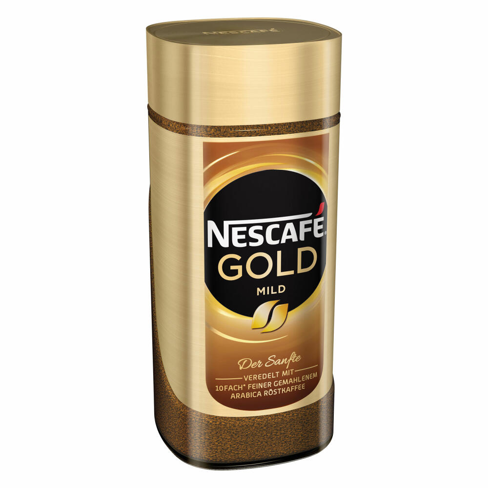 Nescafé Gold Mild, löslicher Bohnenkaffee, Kaffee, gemahlener Röstkaffee, Glas, 6 x 100 g
