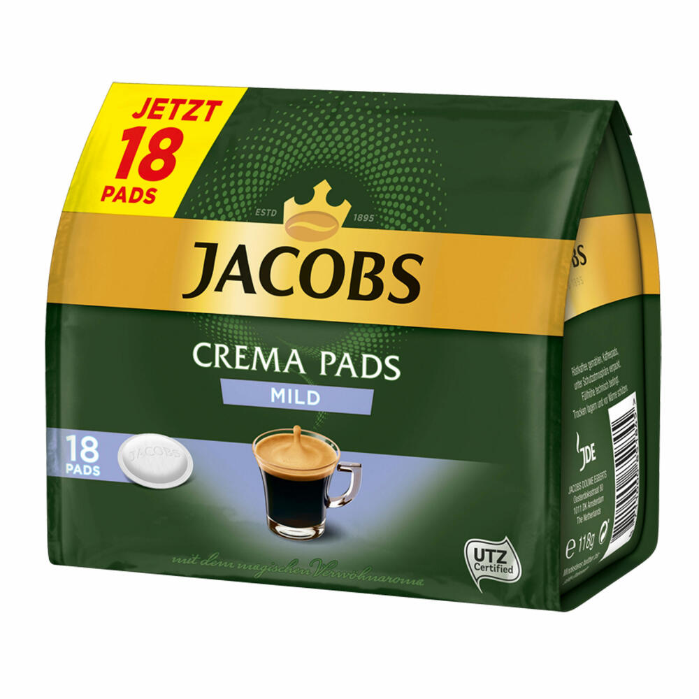 Jacobs Kaffeepads Crema Pads, Mild, Milder & Weicher Geschmack, Kaffee, 36 Pads