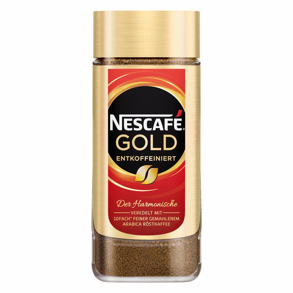 Nescafé Gold Entkoffeiniert, löslicher Bohnenkaffee, Kaffee, gemahlener Röstkaffee, Glas, 6 x 100 g