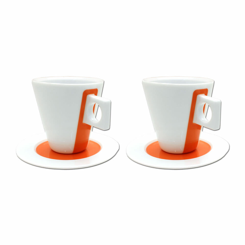 Nescafé Dolce Gusto Lungo Tasse, Porzellan, 2er Set / 4-tlg., Orange, Kaffee, 125 ml