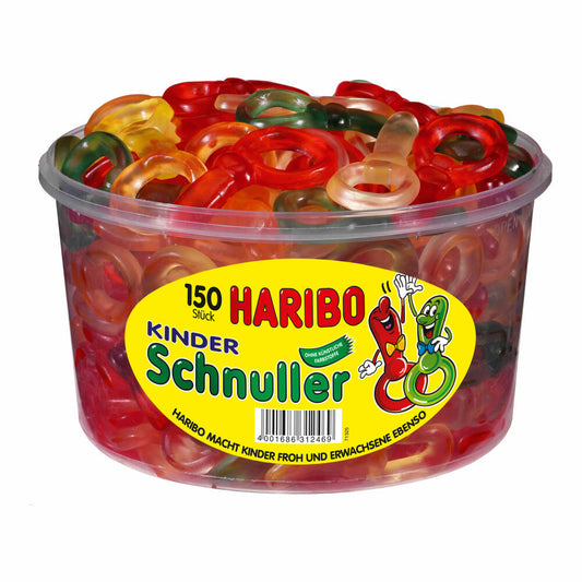 Haribo Kinder Schnuller, Gummibärchen, Weingummi, Fruchtgummi, 150 Stück, 1200g Dose