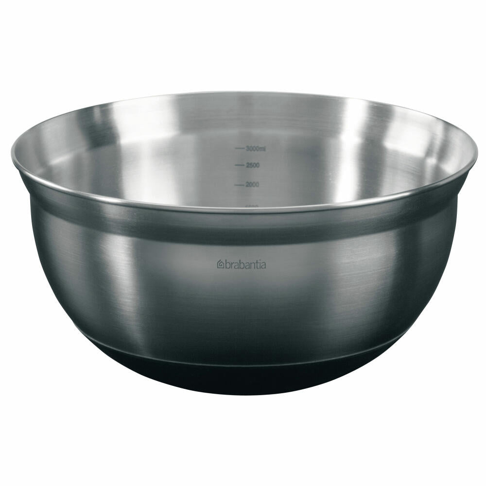 Brabantia mixing bowl with measuring scale and non-slip base, matt stainless steel, 3.0 liters, 363863