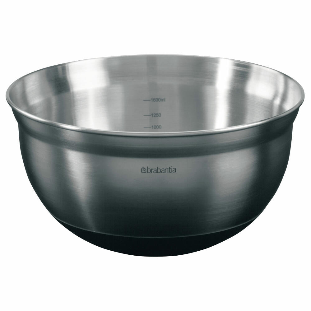Brabantia mixing bowl with measuring scale and non-slip base, matt stainless steel, 1.6 liters, 363849