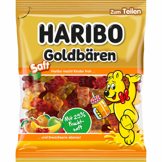 Haribo Saft Goldbären, Gummibärchen, Fruchtgummi, im Beutel, Tüte, 160 g