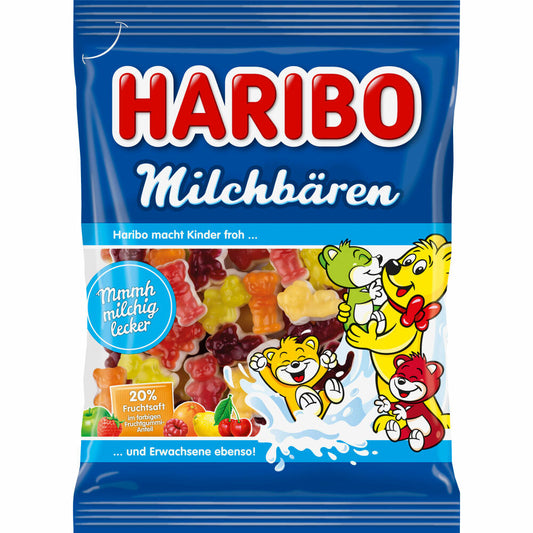 Haribo Milchbären, Fruchtgummi, Schaumzucker, im Beutel, Tüte, 160 g