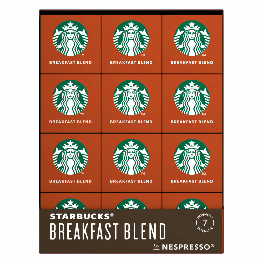 Starbucks Breakfast Blend Set of 12, Medium Roast, Roasted Coffee, Nespresso Compatible, Coffee Capsules, 12 x 10 Capsules