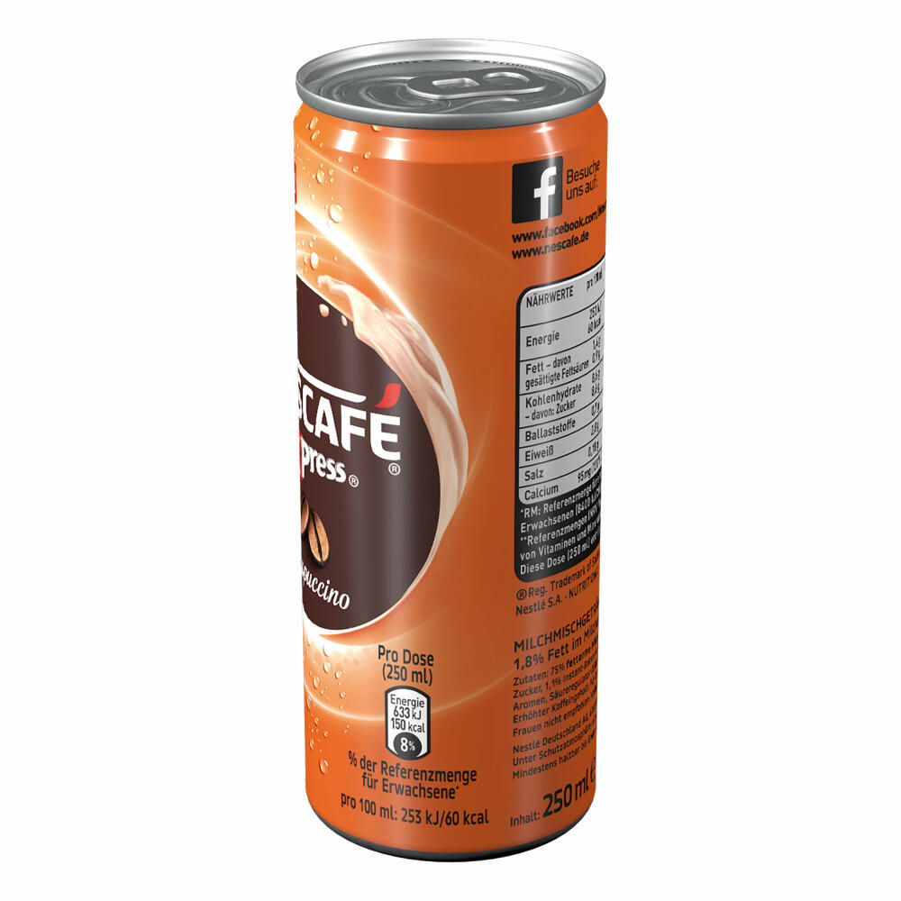 Nescafé Xpress Cappuccino, Coffee, Iced Coffee, Latte, Frappé, 12 x 250 ml can