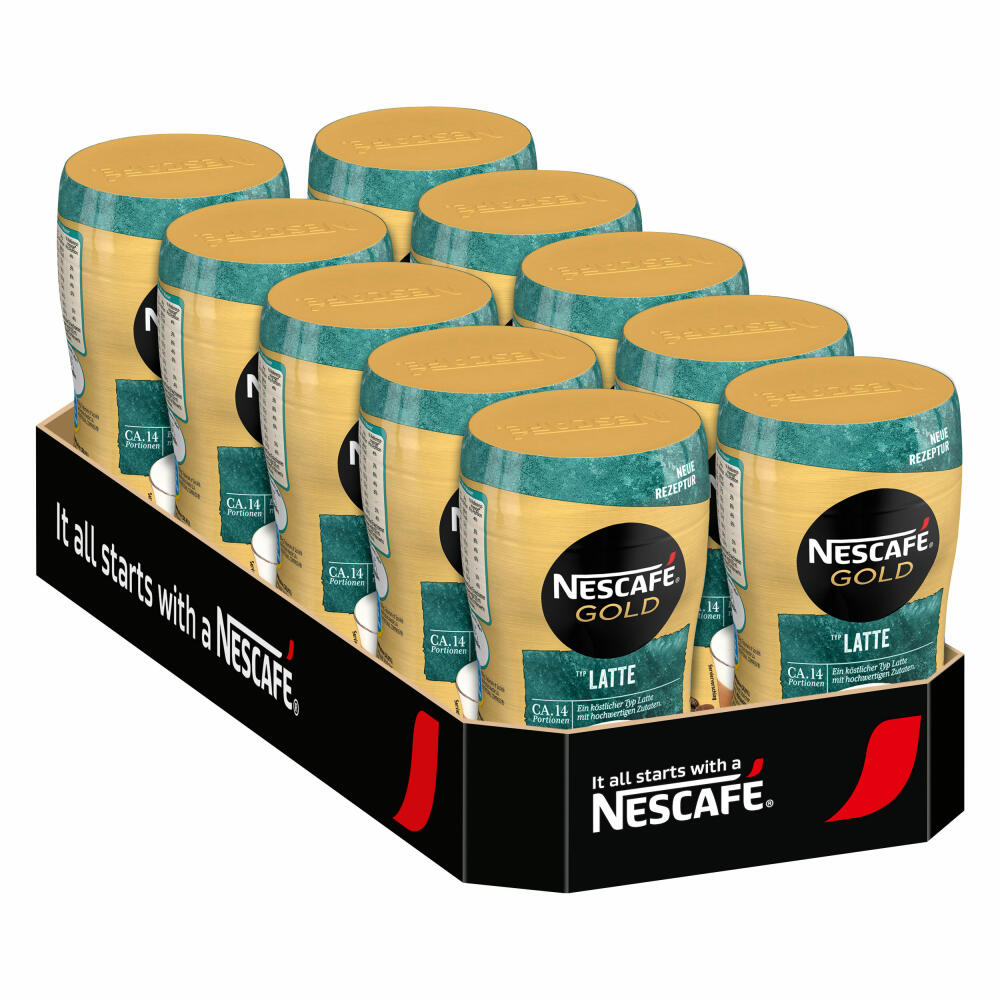 Nescafé Gold Typ Latte, Löslicher Bohnenkaffee, Instantkaffee, Kaffee, Dose, 10 x 250 g