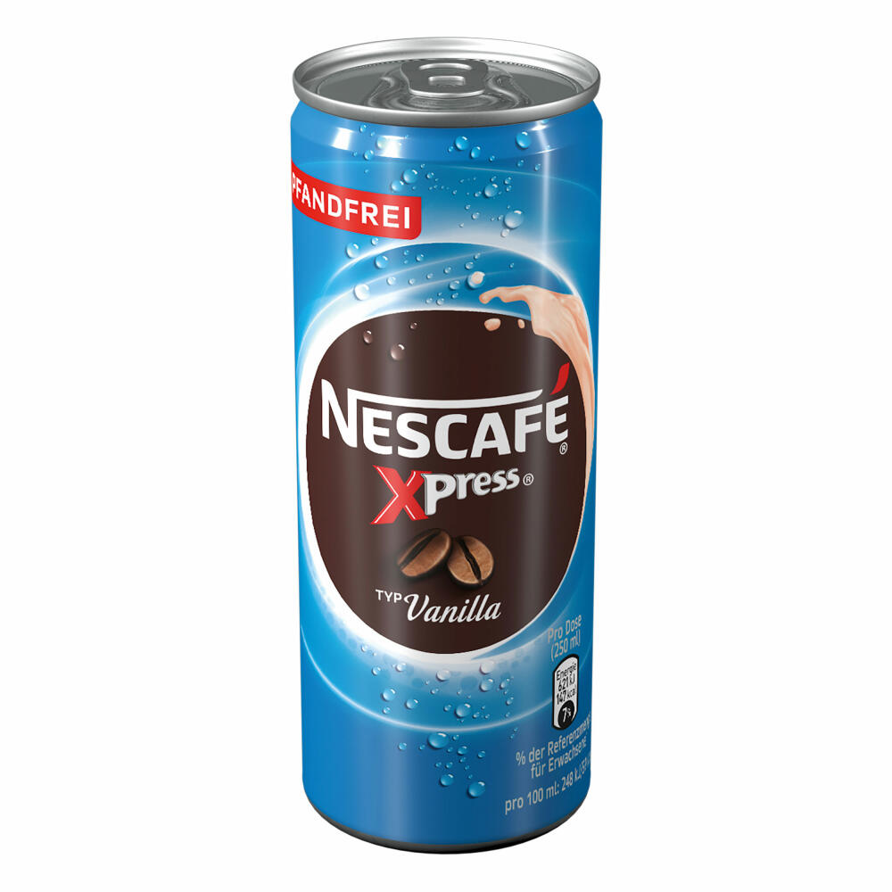 Nescafé Xpress Vanilla, Kaffee, Eiskaffee, Milchkaffee, Frappé, 12 x 250 ml Dose