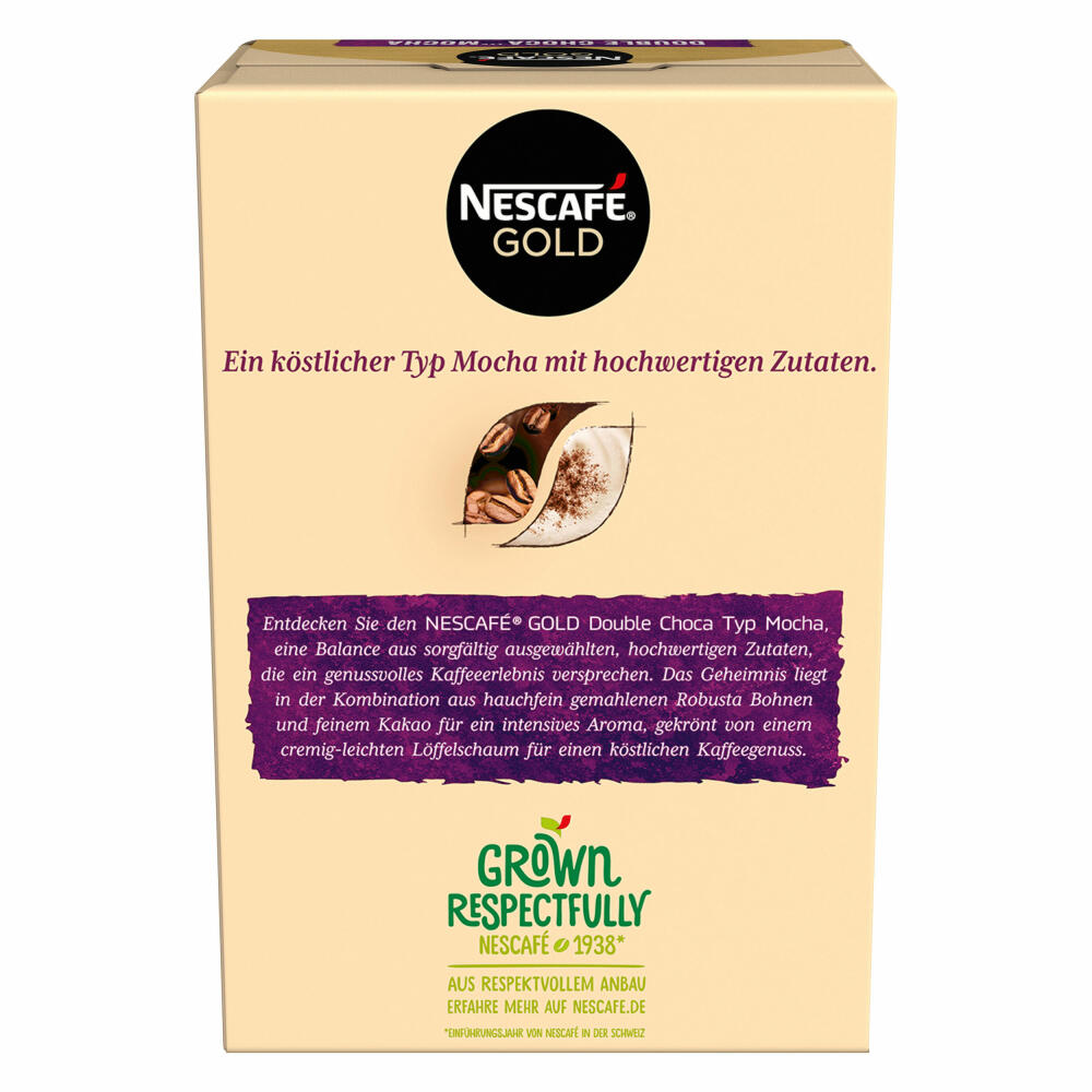 Nescafé Gold Double Choca Typ Mocha, Löslicher Bohnenkaffee, Instantkaffee, Kaffee, 8 Portionen, 012409392