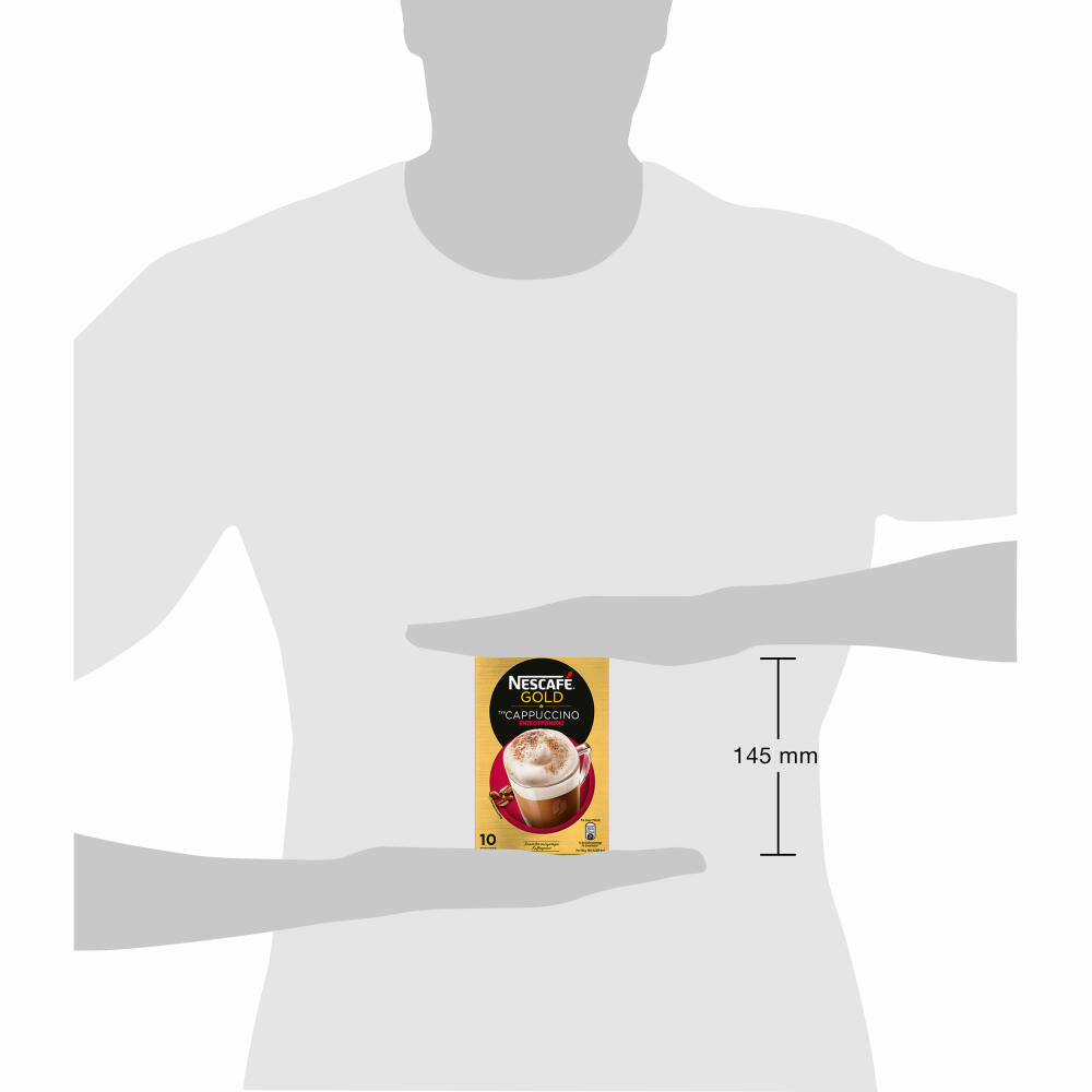 Nescafé Gold Typ Cappuccino Entkoffeiniert, Löslicher Bohnenkaffee, Instantkaffee, Instant Kaffee, 2 x 10 Portionen