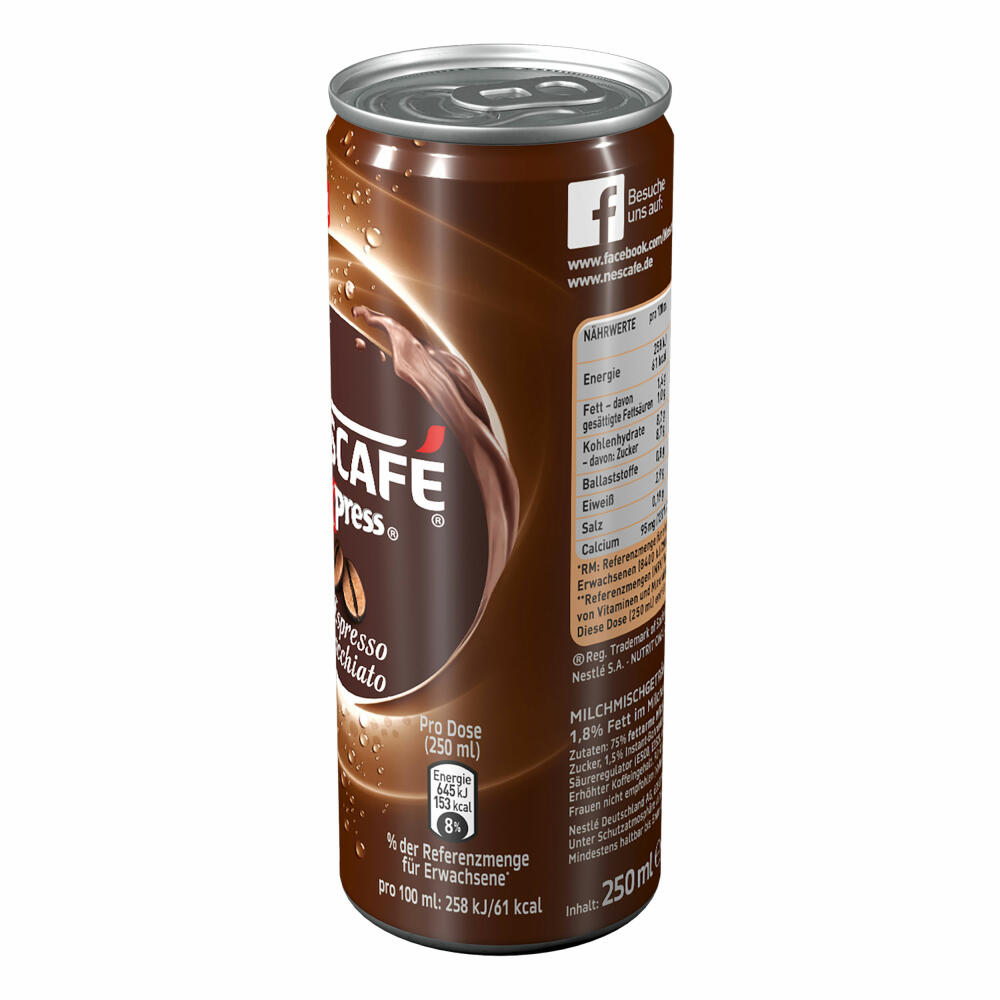 Nescafé Xpress Espresso Macchiato, Kaffee, Eiskaffee, Milchkaffee, Frappé, 12 x 250 ml Dose