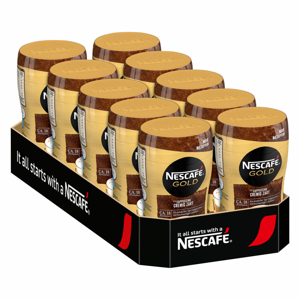 Nescafé Gold Type Cappuccino Creamy Delicate, Soluble Bean Coffee, Instant Coffee, Can, 10 x 250 g