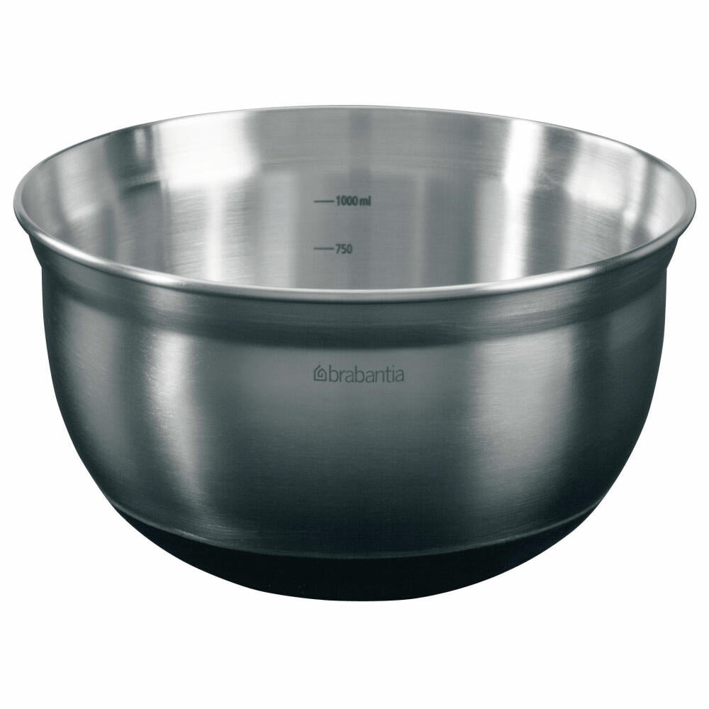 Brabantia mixing bowl with measuring scale and non-slip base, matt stainless steel, 1.0 liter, 363825