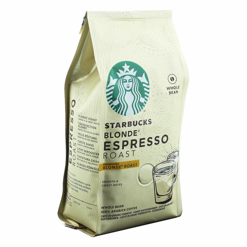 Starbucks Blonde Espresso Kaffee, 6er Set, Blonde Roast, Röstkaffee, Samtig und Süß, Ganze Bohnen, 6 x 200 g