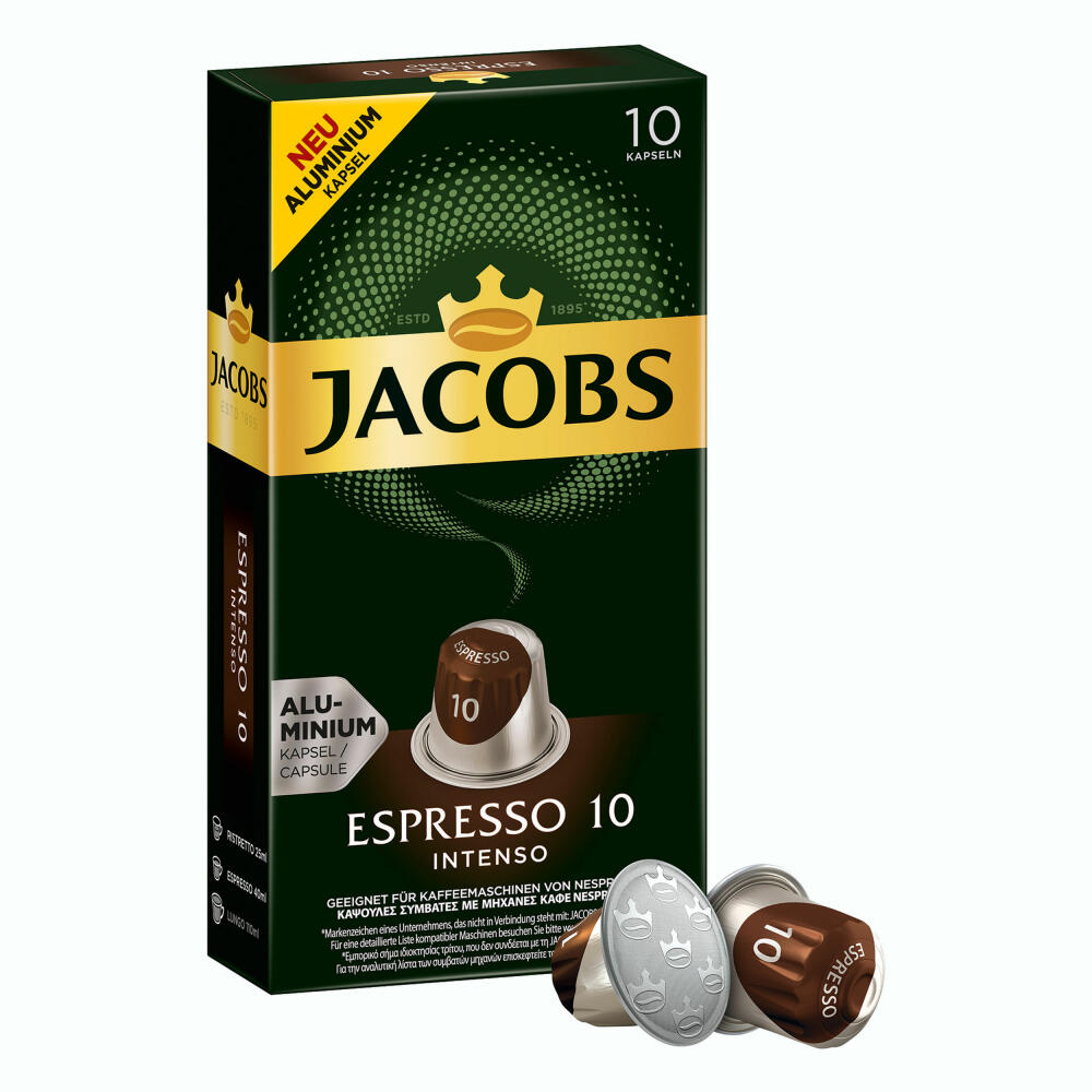 Jacobs Espresso 10 Intenso, coffee capsules, Nespresso compatible, coffee, 10 capsules, 5.2 g each