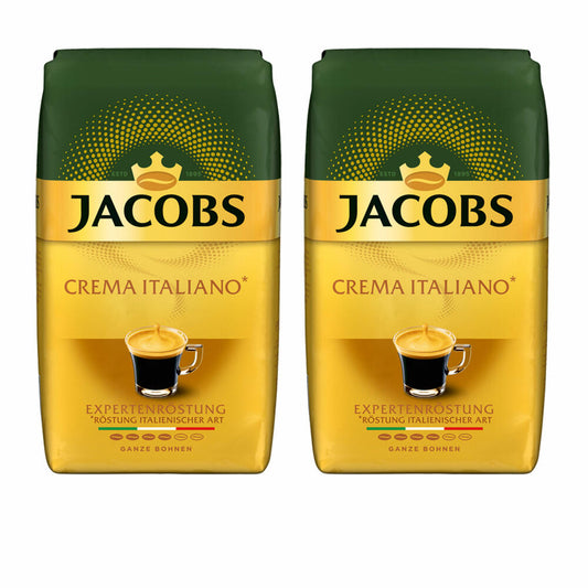 Jacobs Crema Italiano Expertenröstung, Bohnenkaffee, ganze Bohnen, Röstkaffee, Kaffeebohnen, 2 x 1000 g