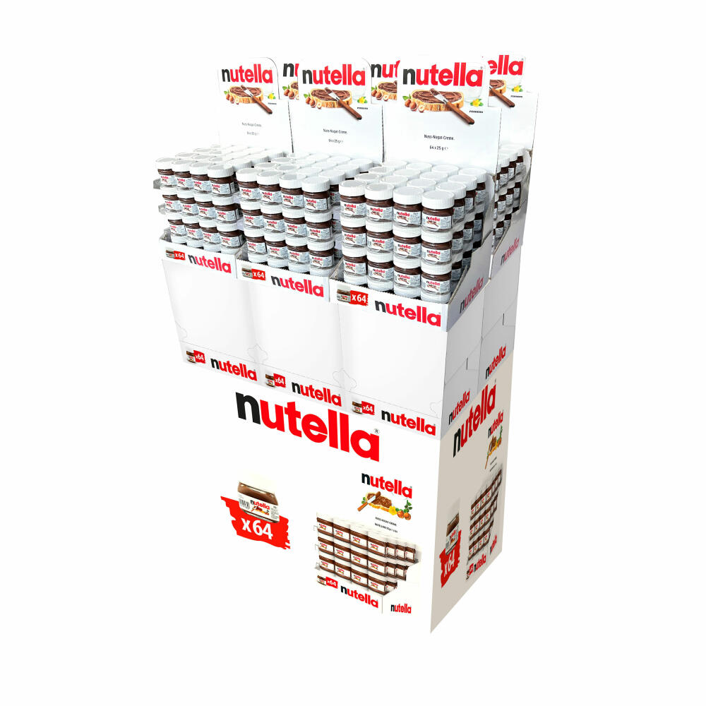 Ferrero Nutella Mini Glass, Hazelnut Nougat Cream, Spread, 64 pieces each 25 g, 70101951
