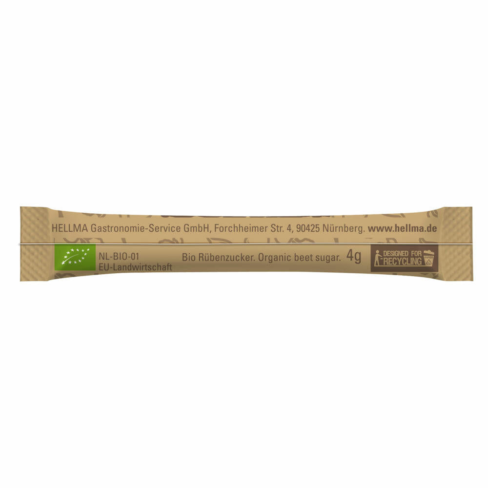 Hellma Organic Beet Sugar Sachets, Sugar for Gastronomy and Hotels, 500 Sachets of 4 g each
