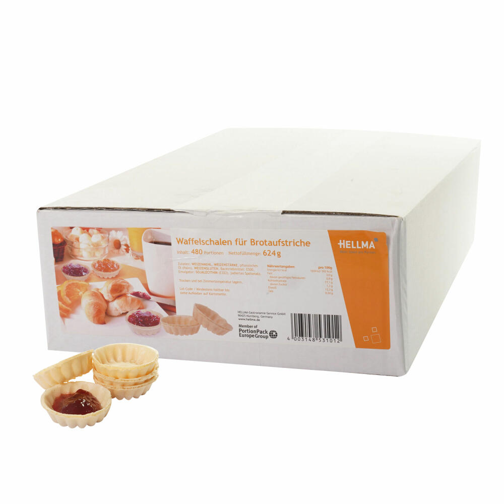 HELLMA waffle bowl for spreads, edible bowl, 480 pieces