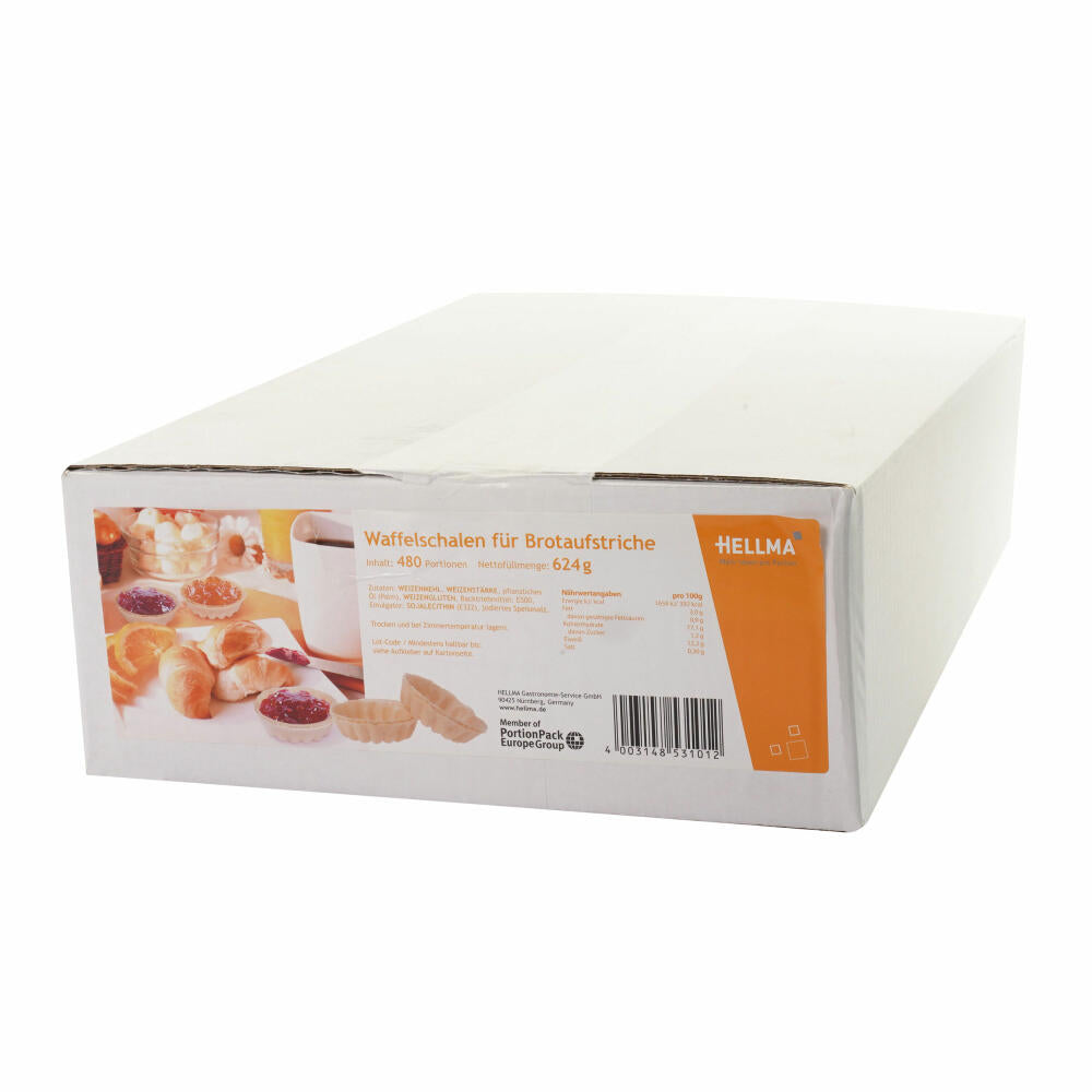 HELLMA waffle bowl for spreads, edible bowl, 480 pieces