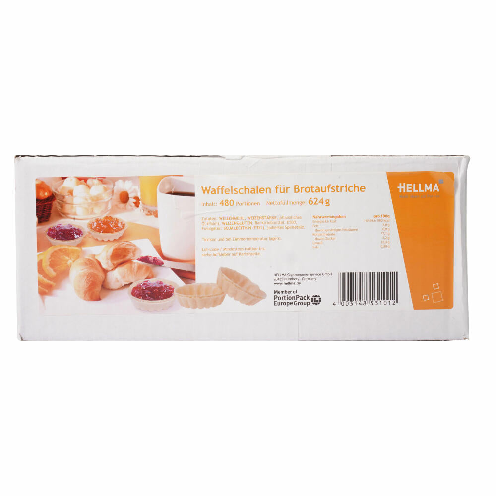 HELLMA waffle bowl for spreads, edible bowl, 480 pieces