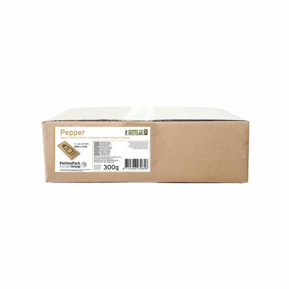 Hellma Pepper Sachets Sustainable, Black Pepper, Ground, for Gastronomy and Hotel, 2000 x 0.15 g