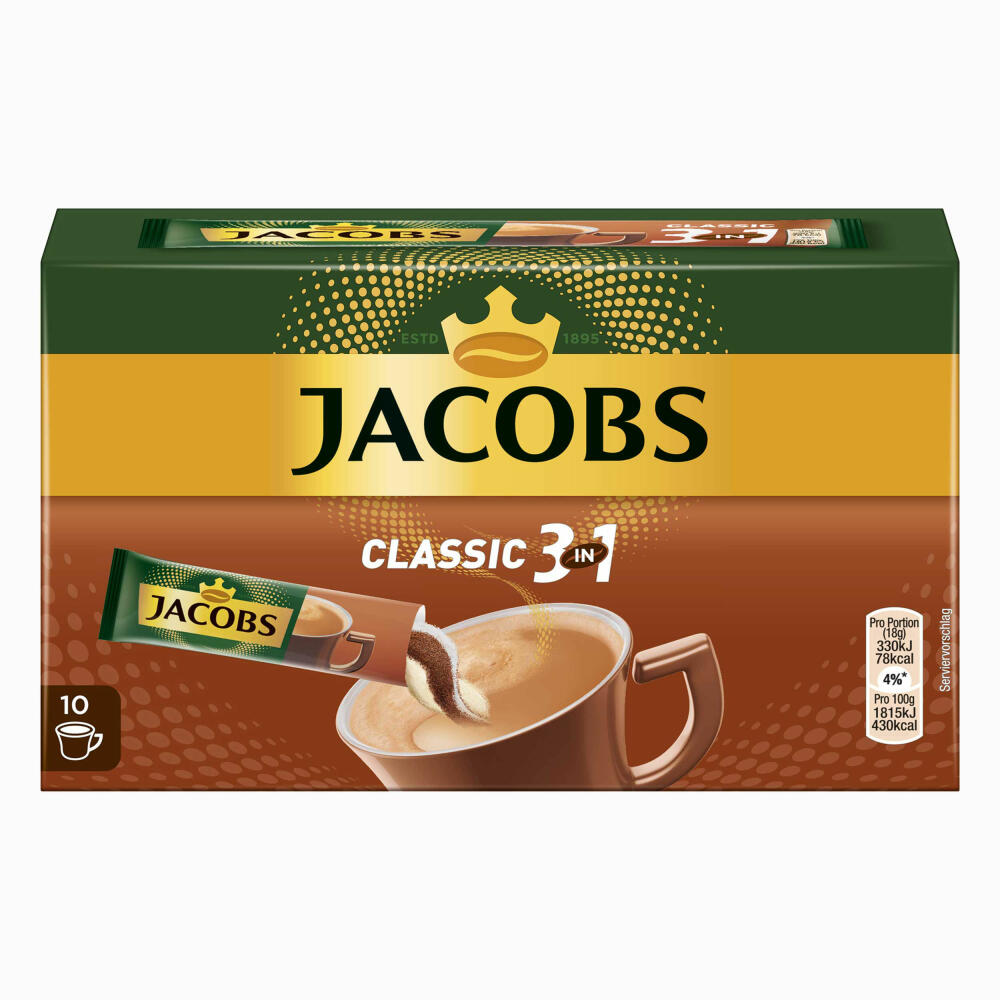 Jacobs 3in1 löslicher Kaffee, Instantkaffee, 2er Pack, 2 x 10 Becherportionen