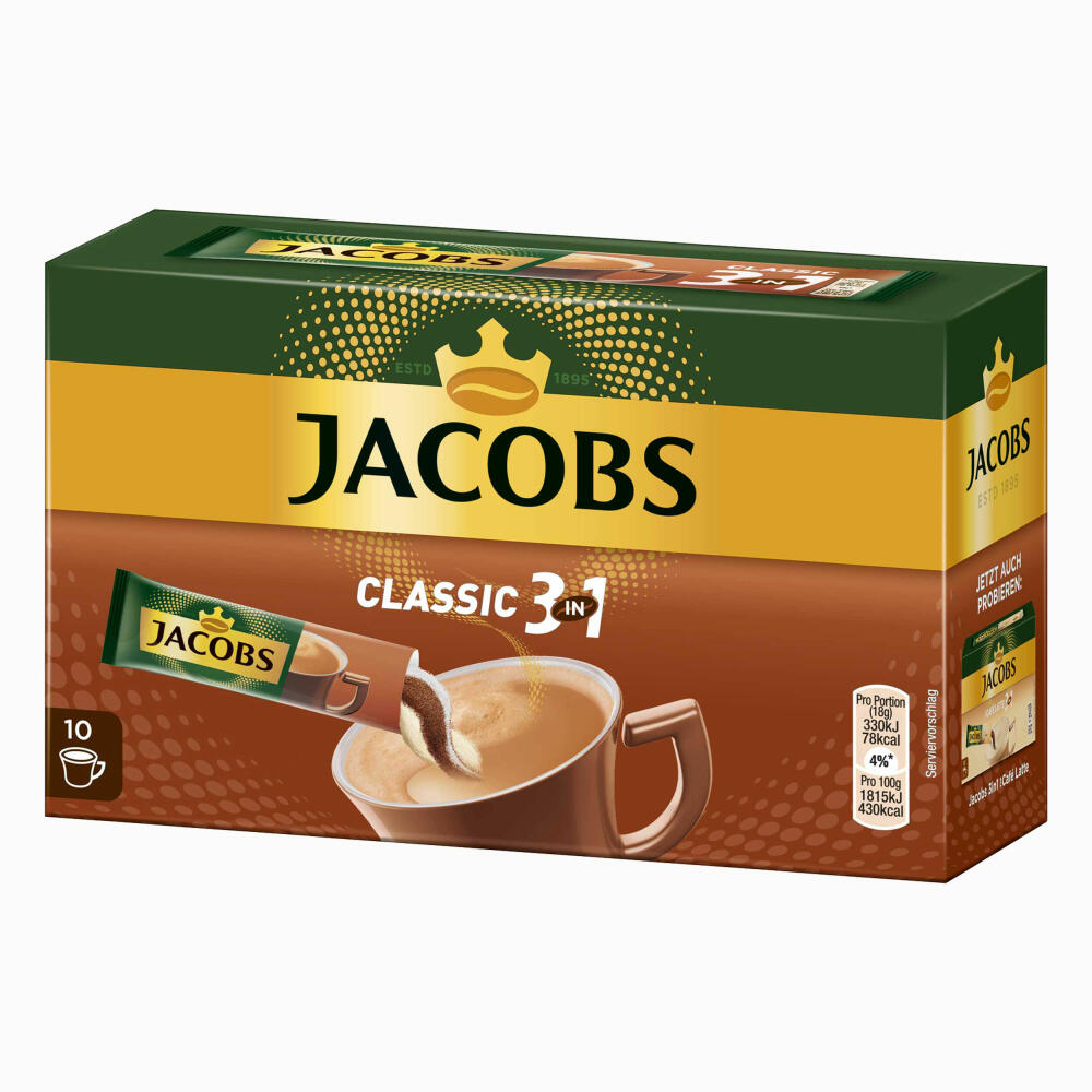 Jacobs 3in1 löslicher Kaffee, Instantkaffee, 2er Pack, 2 x 10 Becherportionen