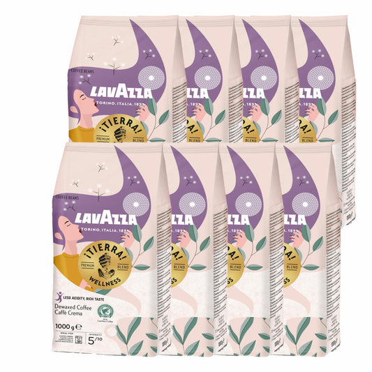 Lavazza Kaffee Tierra Wellness, ganze Bohnen, Bohnenkaffee, Set, 8 x 1000 g