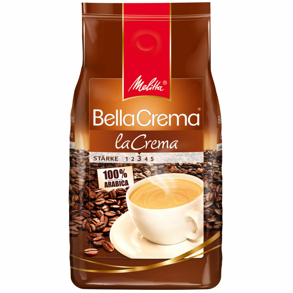 Melitta Kaffee BellaCrema LaCrema ganze Bohne, mittelstarke Kaffeebohnen, 3er Pack, 3 x 1000g