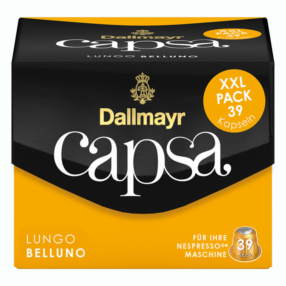 Dallmayr Capsa Lungo Belluno XXL, Nespresso Compatible Capsule, Roasted Coffee, Coffee, 117 Capsules á 5.6 g