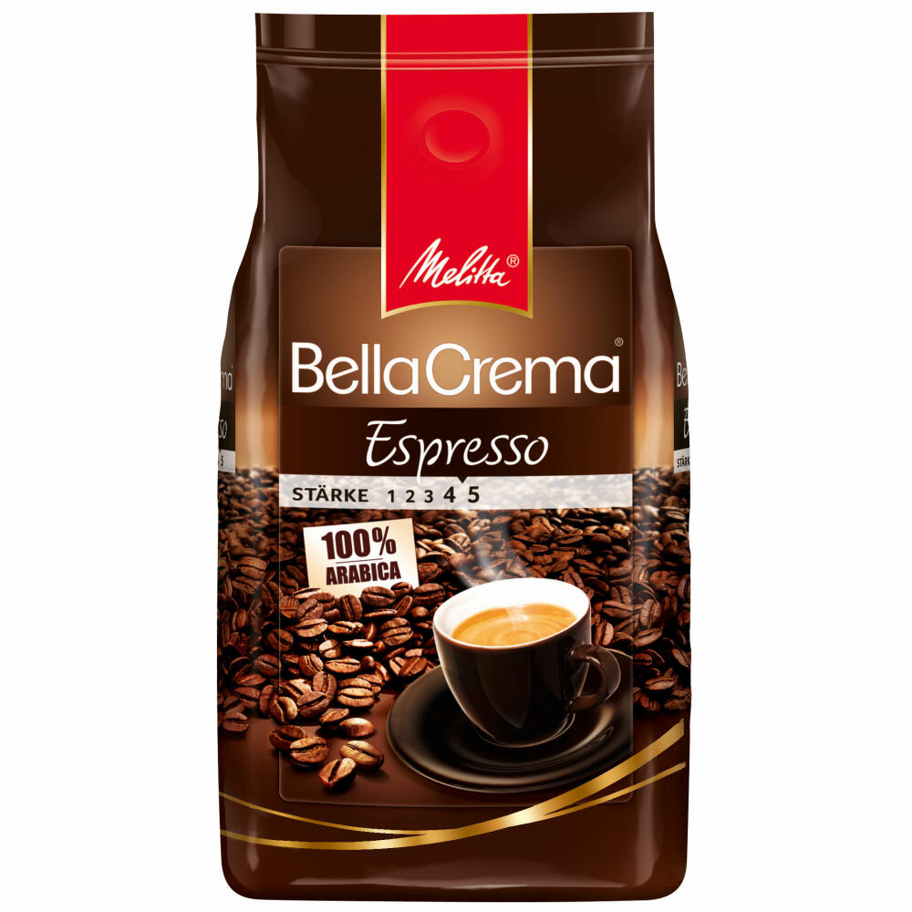 Melitta Kaffee BellaCrema Espresso ganze Bohne, kräftige Kaffeebohnen, 2er Pack, 2 x 1000g