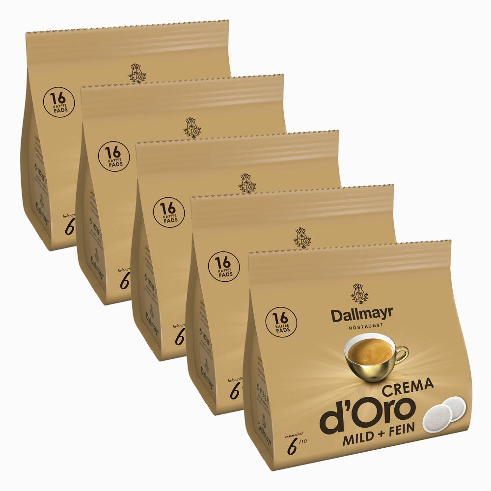 Dallmayr Crema d'Oro Mild & Fine, for all pad machines, roasted coffee, 80 pads, 7 g each