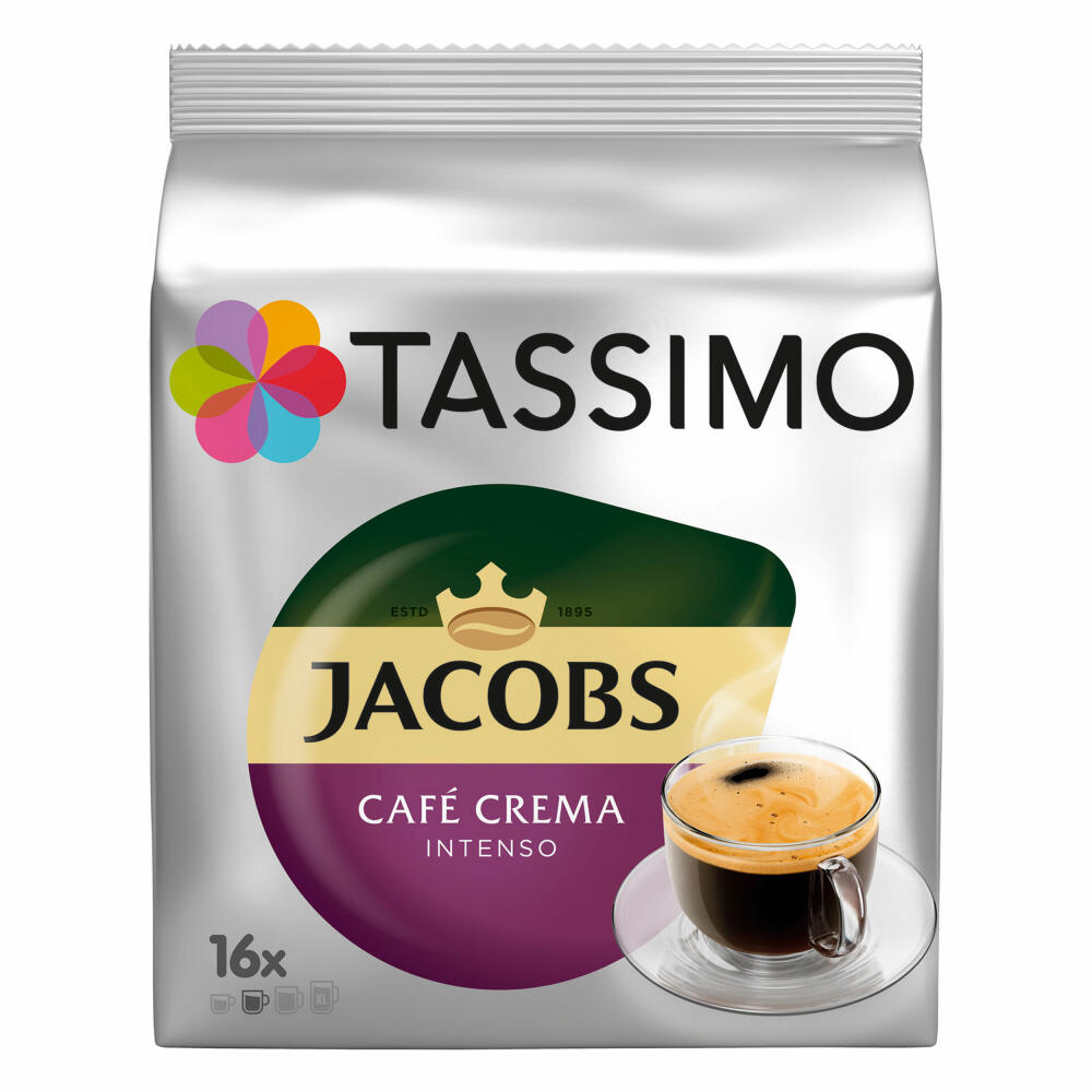 Tassimo Jacobs Caffè Crema Intenso, 3er Pack, Kaffee, intensiv & krŠftig, 48 T-Discs