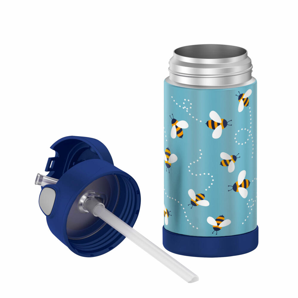 THERMOS kids insulated drinking bottle FUNTAINER STRAW BOTTLE, thermos bottle, bottle, stainless steel, Bees, 350 ml, 4113404035