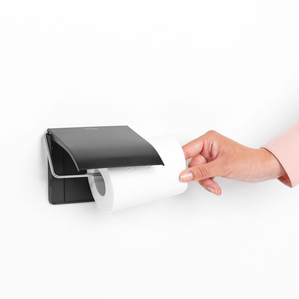 Brabantia ReNew toilet paper holder, roll holder, WC - paper roll holder, toilet paper holder, Matt Black, 108600