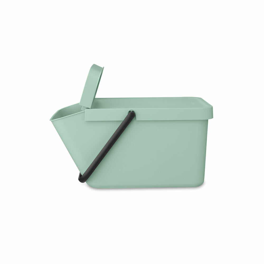 Brabantia Sort & Go Waste Bin, Waste Bin, Garbage Can, Plastic, Jade Green, 20 L, 277764