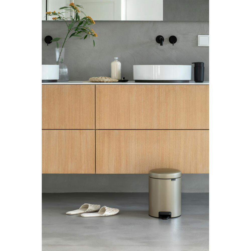 Brabantia NewIcon pedal bin, waste bin, trash can, steel, metallic gold, 5 L, 304422