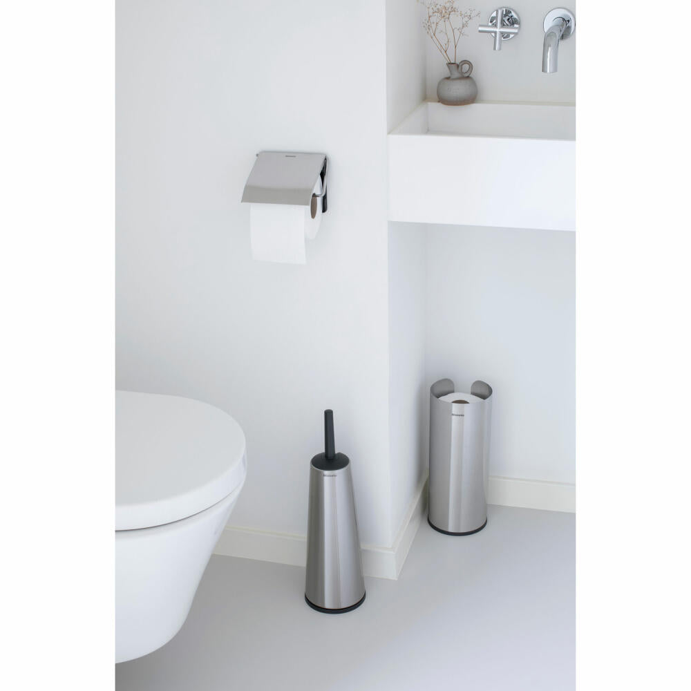 Brabantia toilet accessory set ReNew 3-piece, brush, dispenser, roll holder, steel, plastic, Matt Steel, 280665
