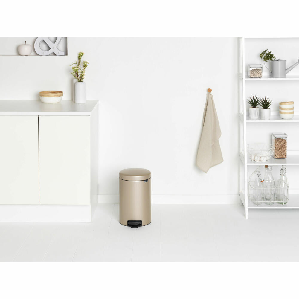 Brabantia NewIcon pedal bin, waste bin, trash can, steel, metallic gold, 12 L, 304446